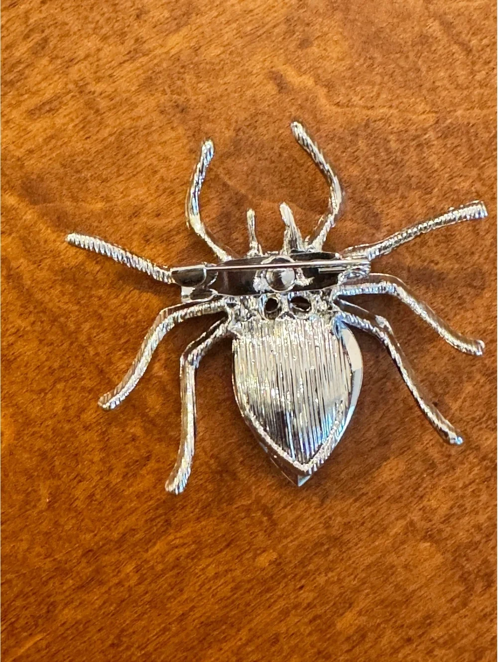 Vintage Spider Brooch with Red Teardrop Gemstone and Clear Rhinestones 503